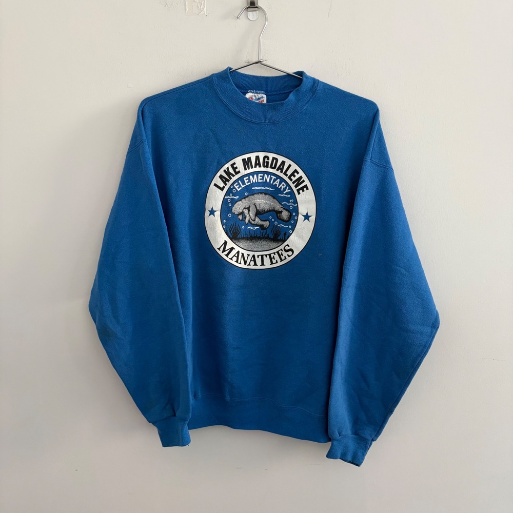 Vintage Hanes Lake Magdalene Elementary Manatees Blue Sweatshirt XL